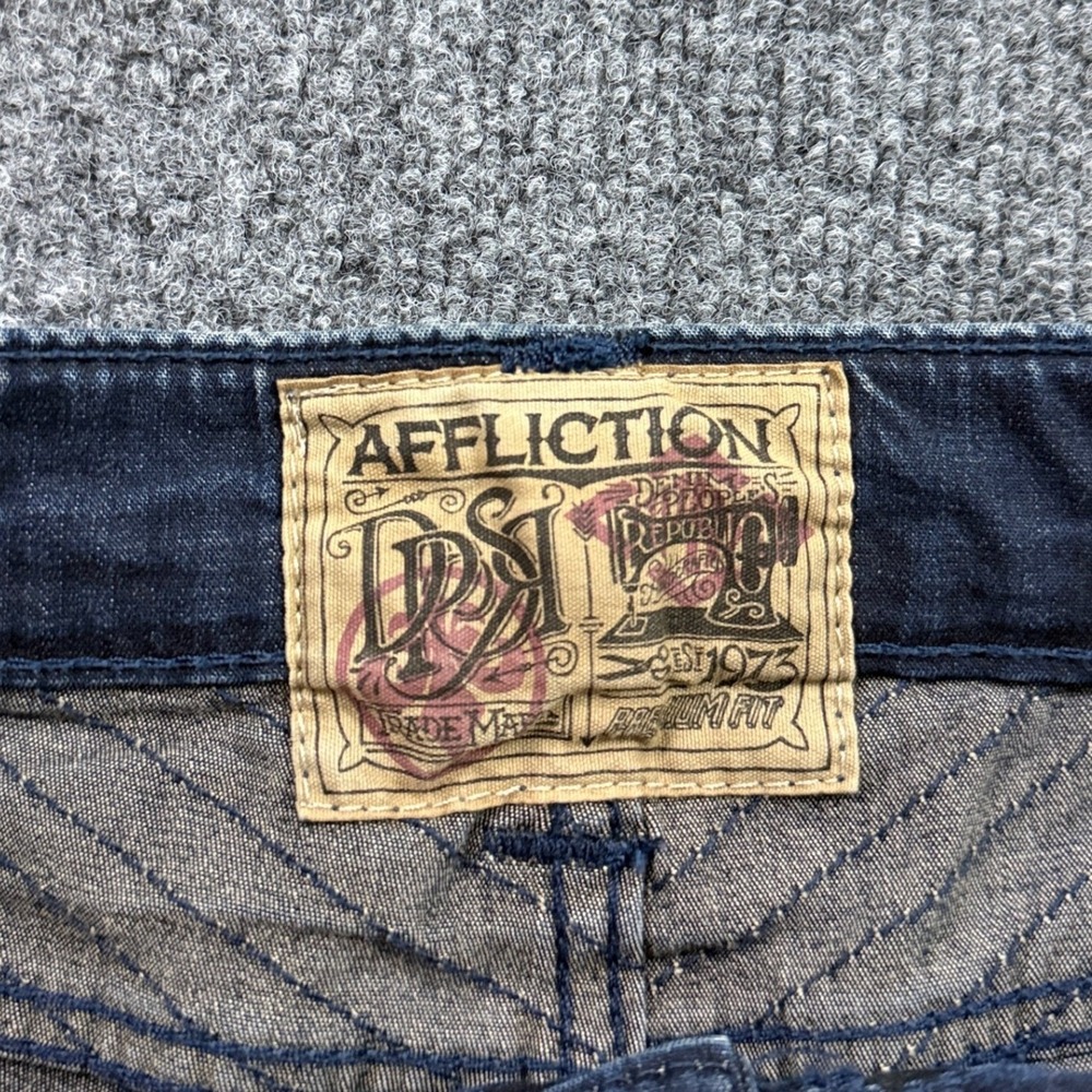 Affliction Raquel Moto Jeans Womens 28 Blue Distressed Ribbed Ankle Zip 111SK084 - Picture 3 of 15